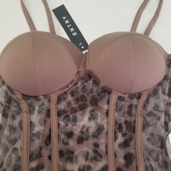LEOPARD MESH BUSTIER BODYSUIT - Picture 7 of 8